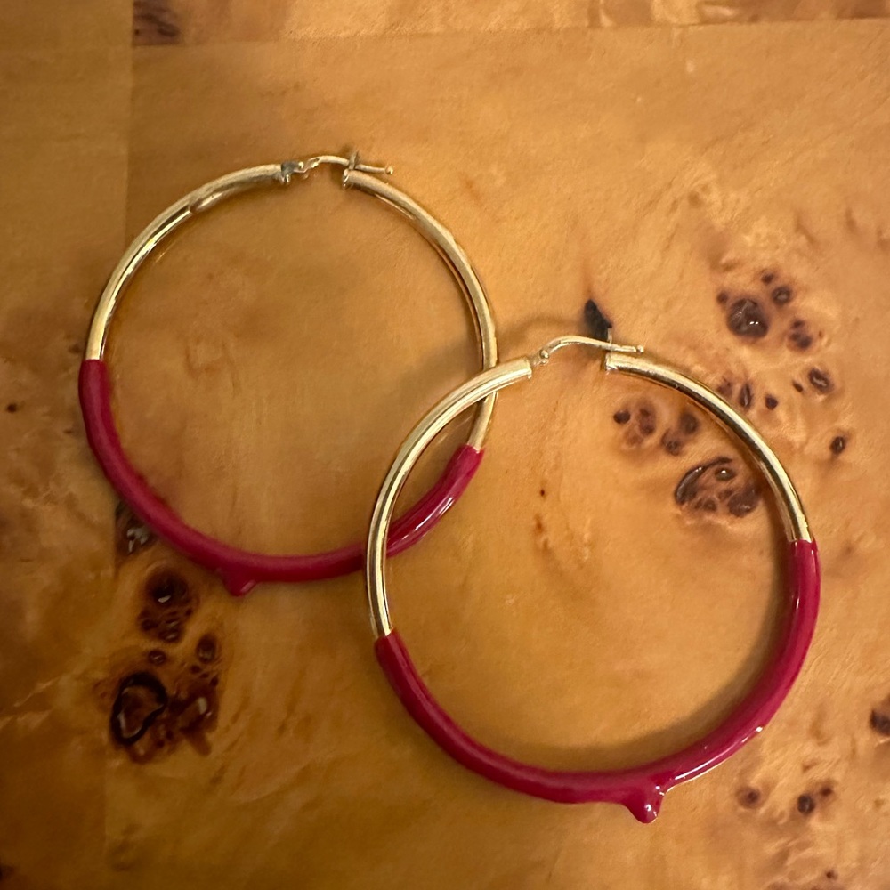 Gold Vermeil & Red Dipped Hoops